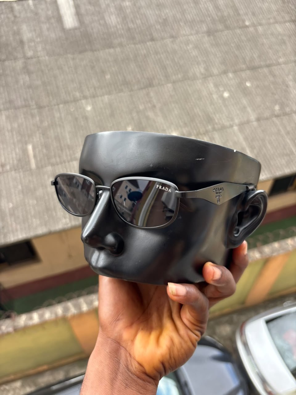 Prada Rectangle Metal Sunglasses with Triangle Logo — image 2