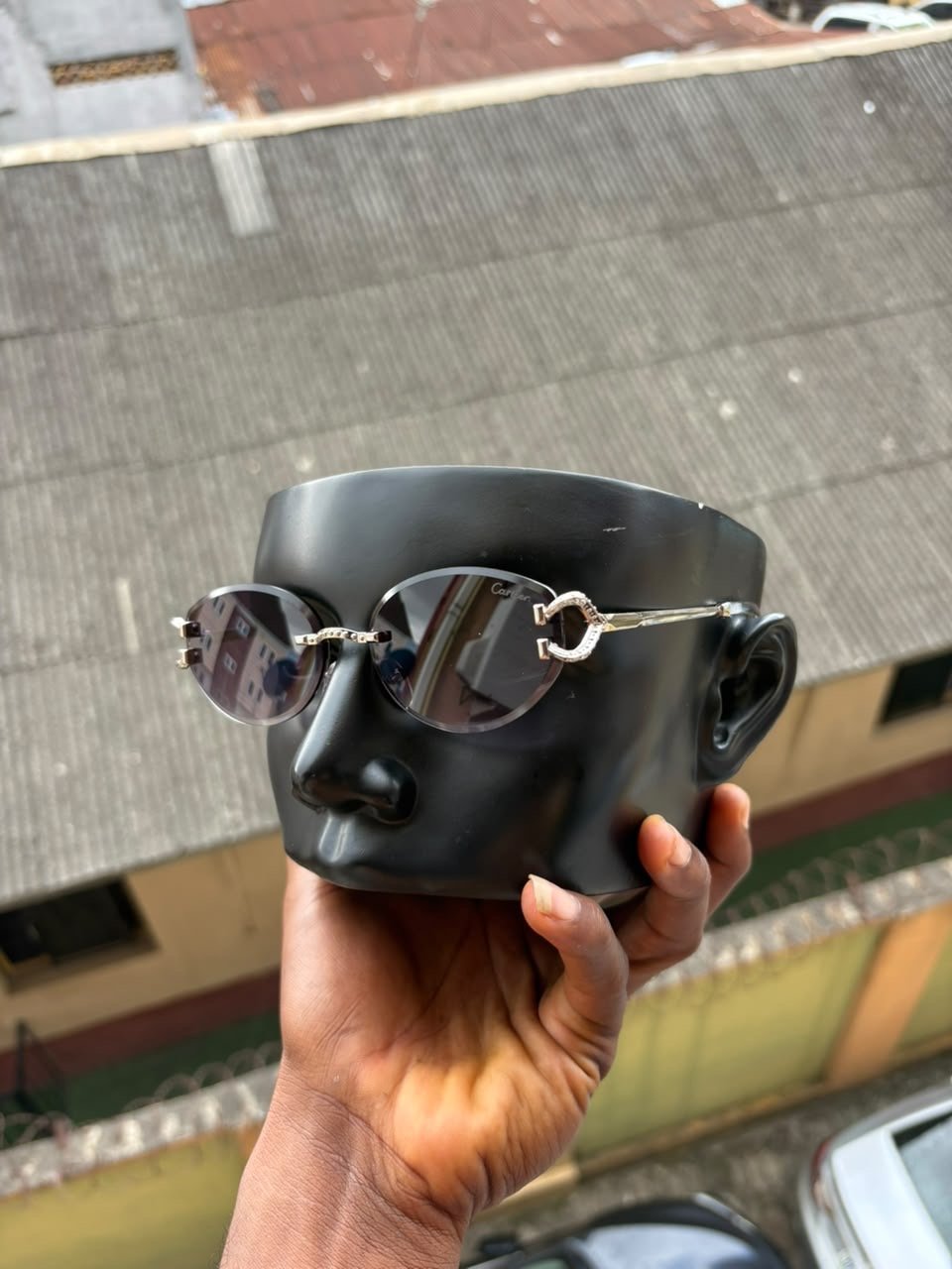 Cartier Rimless Oval Sunglasses with C-Logo Temples — image 3