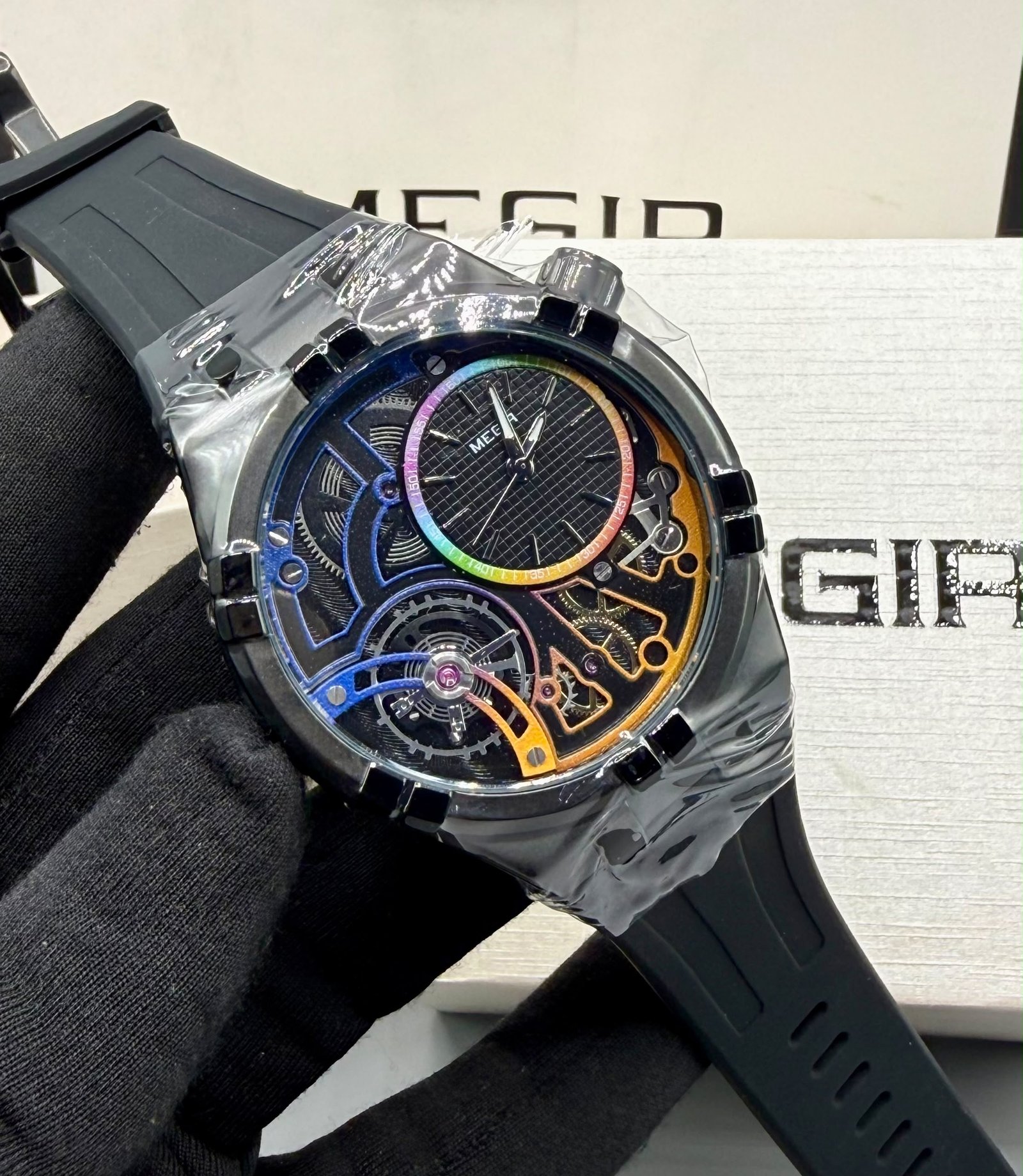 Megir Automatic Skeleton Tourbillon Style Watch