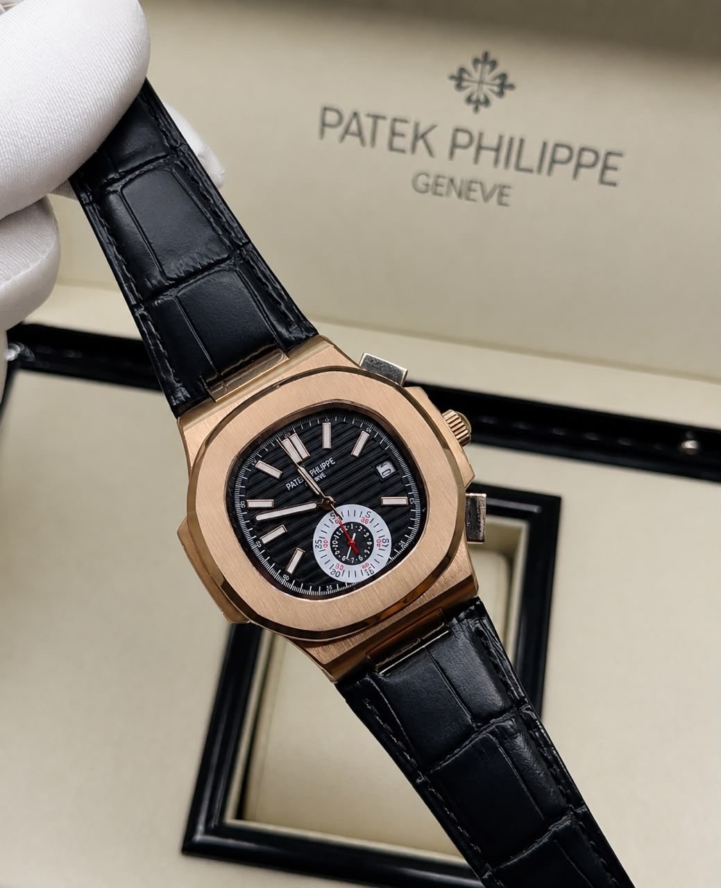 Patek Philippe Nautilus Chronograph Style Watch (Rose Gold) — image 2