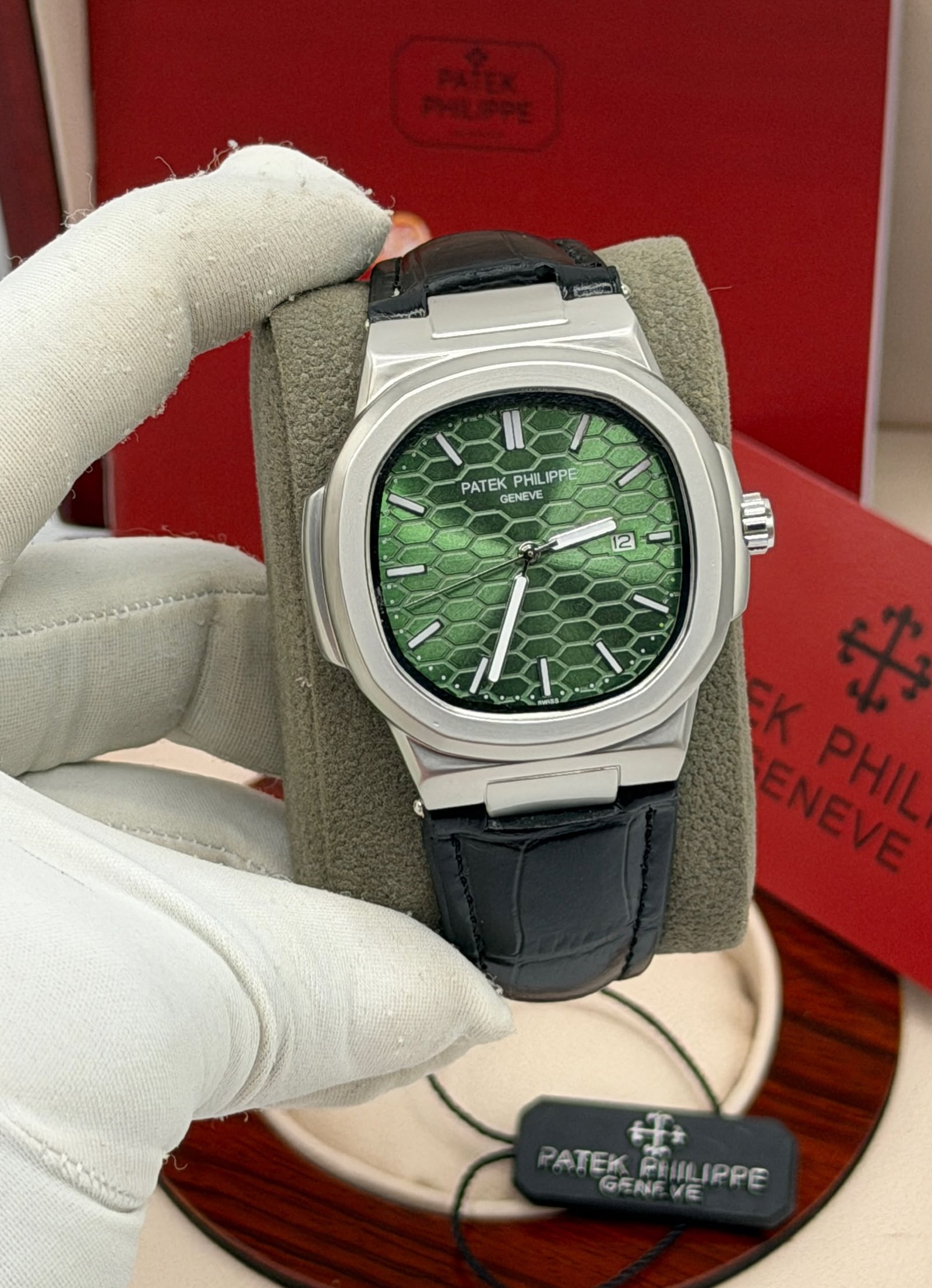 Patek Philippe-Inspired Nautilus Automatic Watch – Leather Strap (Multi-Color) — image 13