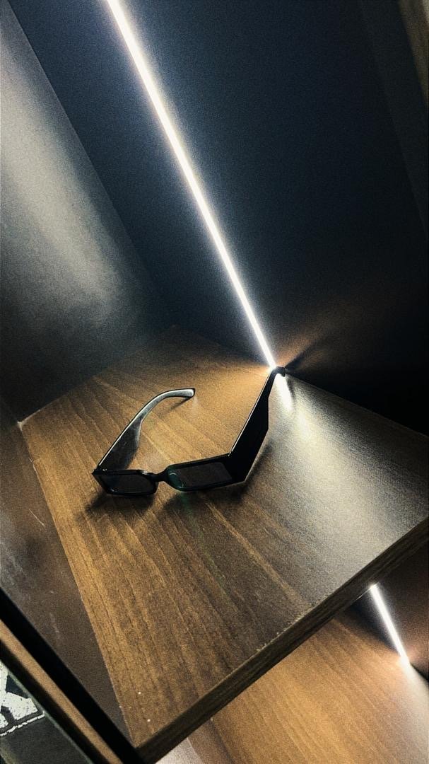 Slim Rectangular Black Sunglasses