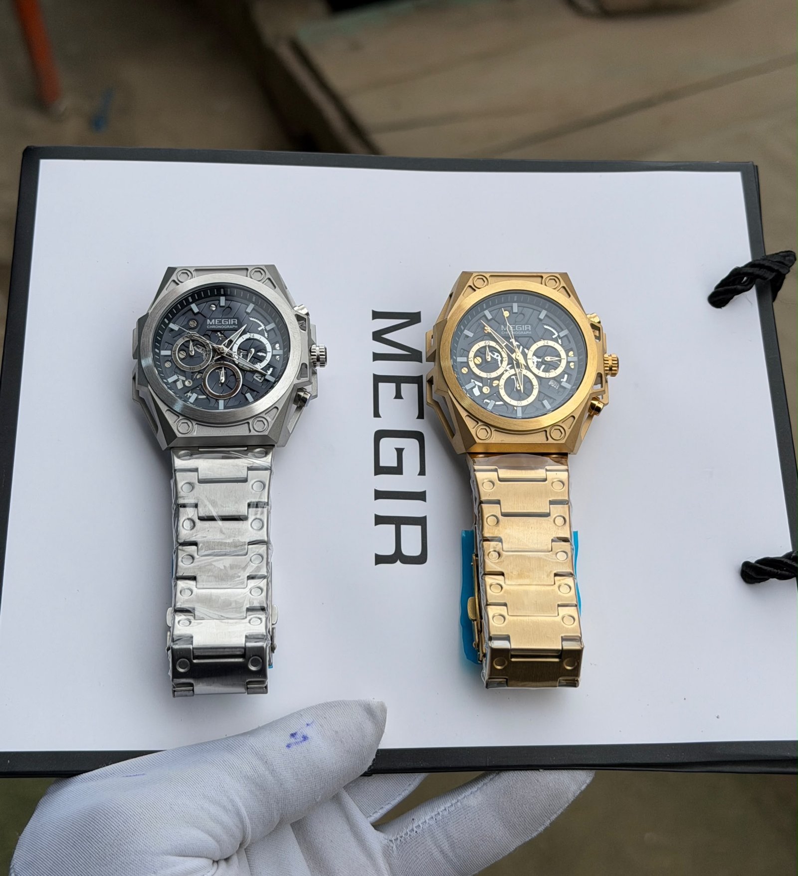 Megir Bold Chronograph Metal Bracelet Watch
