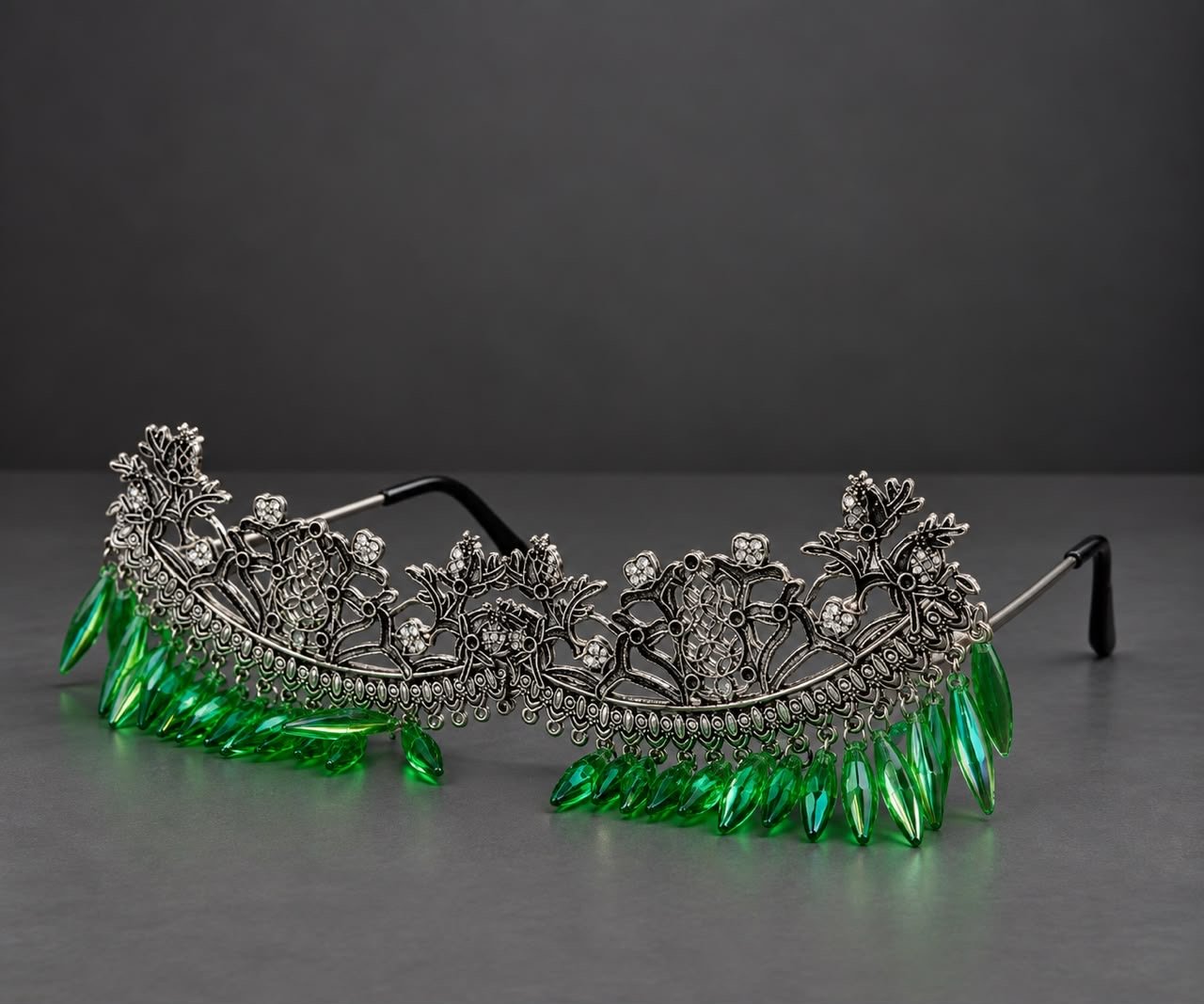 Ornate Filigree Statement Glasses with Dangling Beads