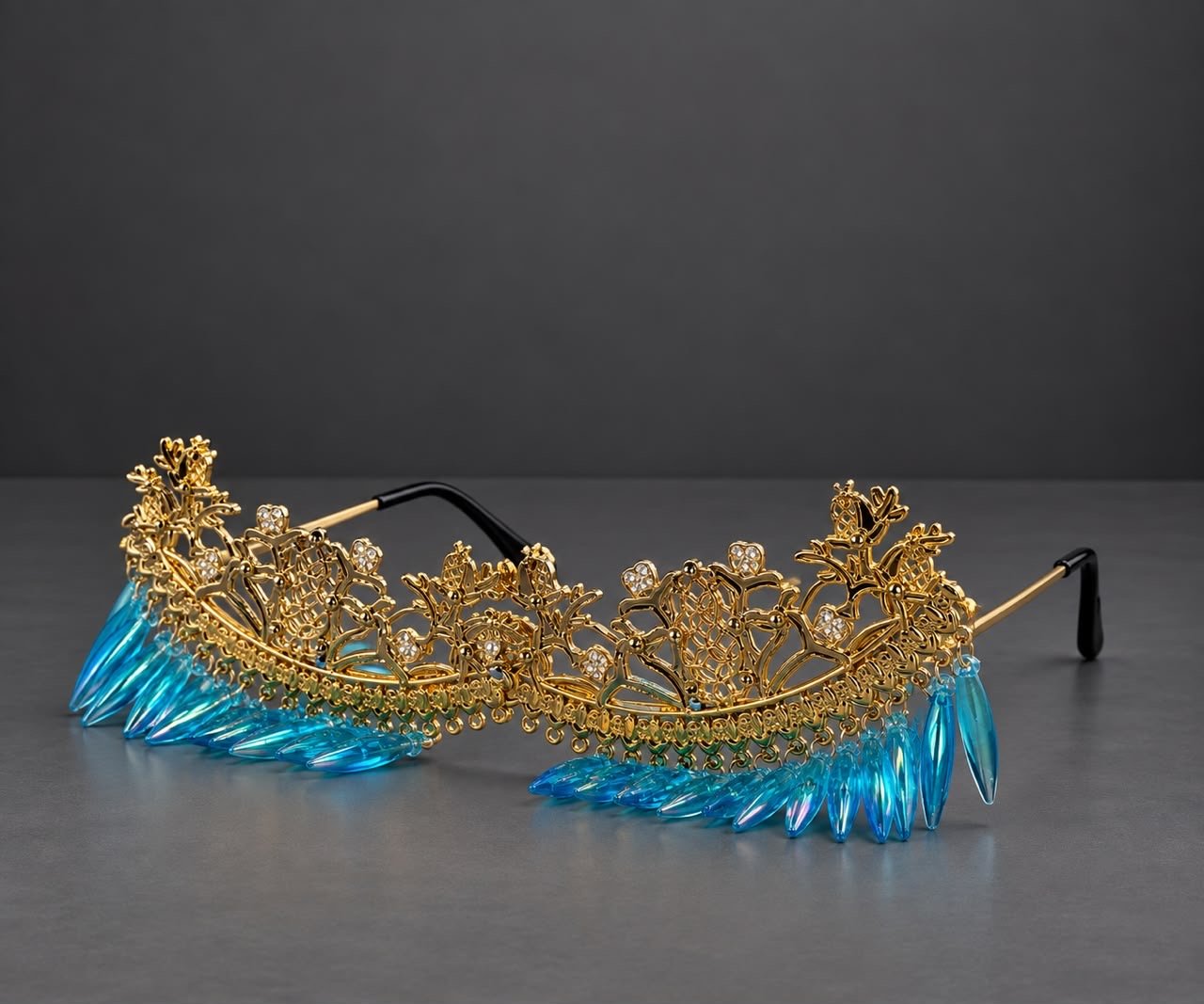 Ornate Filigree Statement Glasses with Dangling Beads — image 4