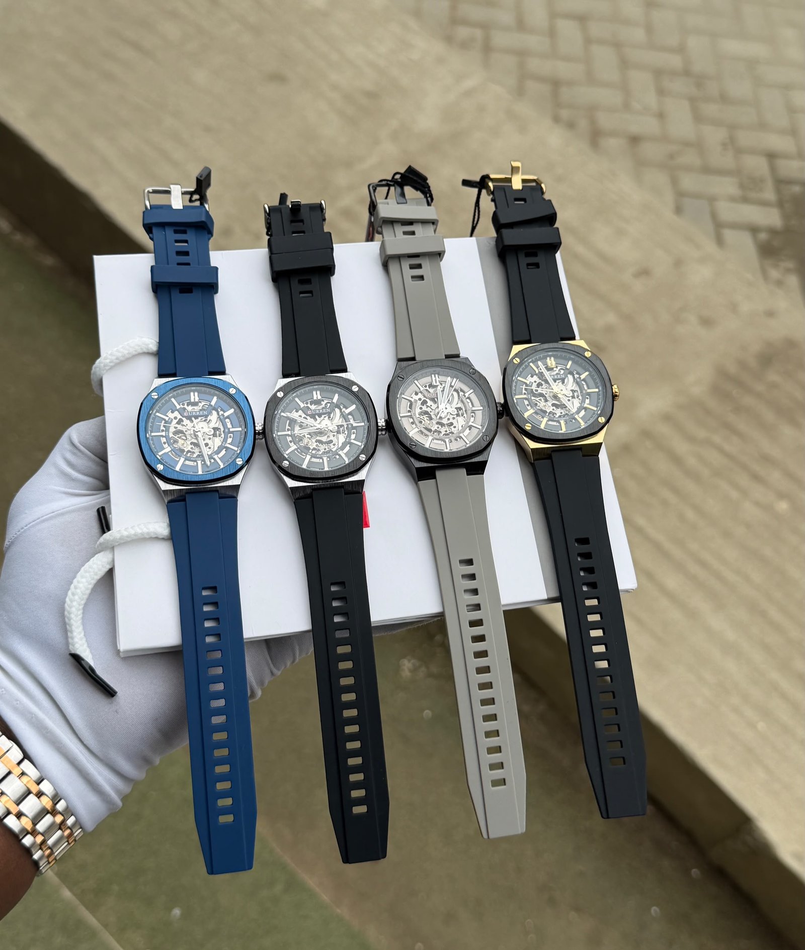 Curren Skeleton Automatic Watch with Rubber Strap — image 5