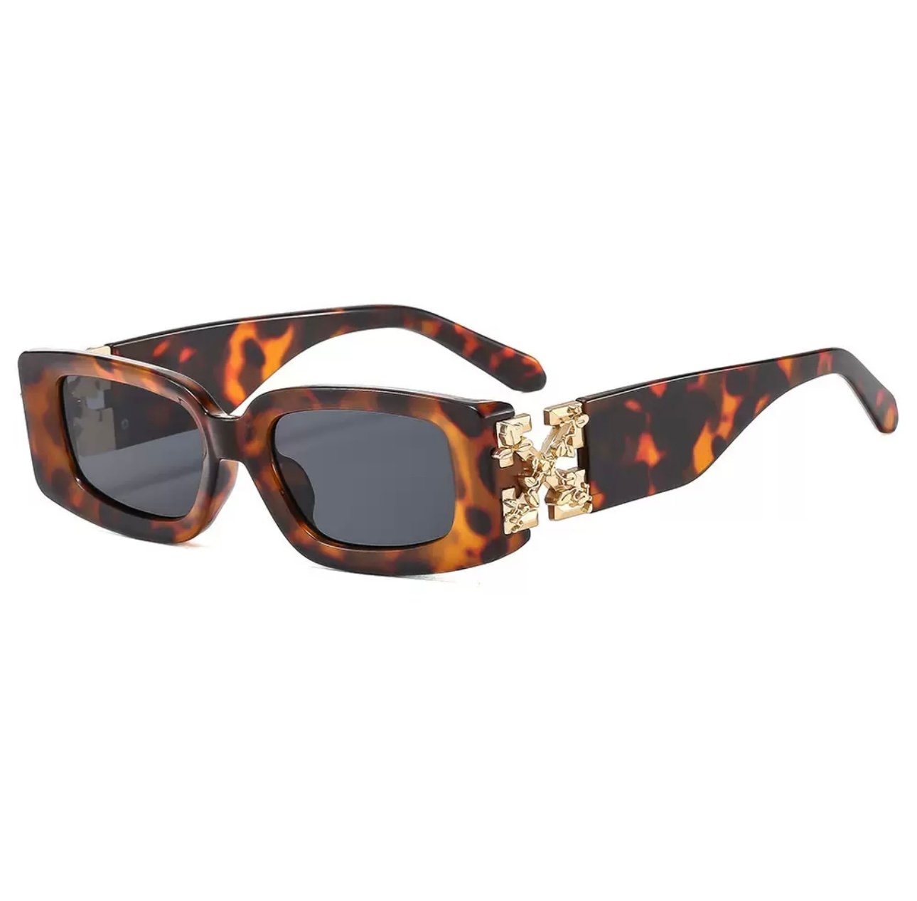Designer Rectangular Statement Sunglasses with Signature Motif — image 3