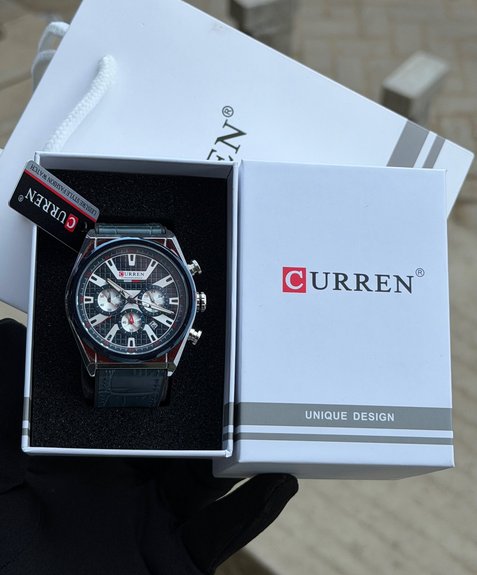 Curren Multi-Function Chronograph Leather Strap Watch — image 4